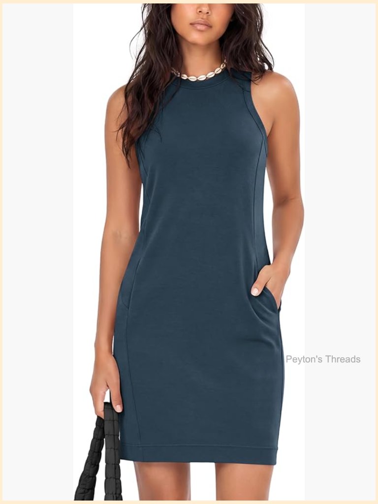 Modal Soft Loose Tank Dress Sleeveless Sundress With Kangaroo Pocket